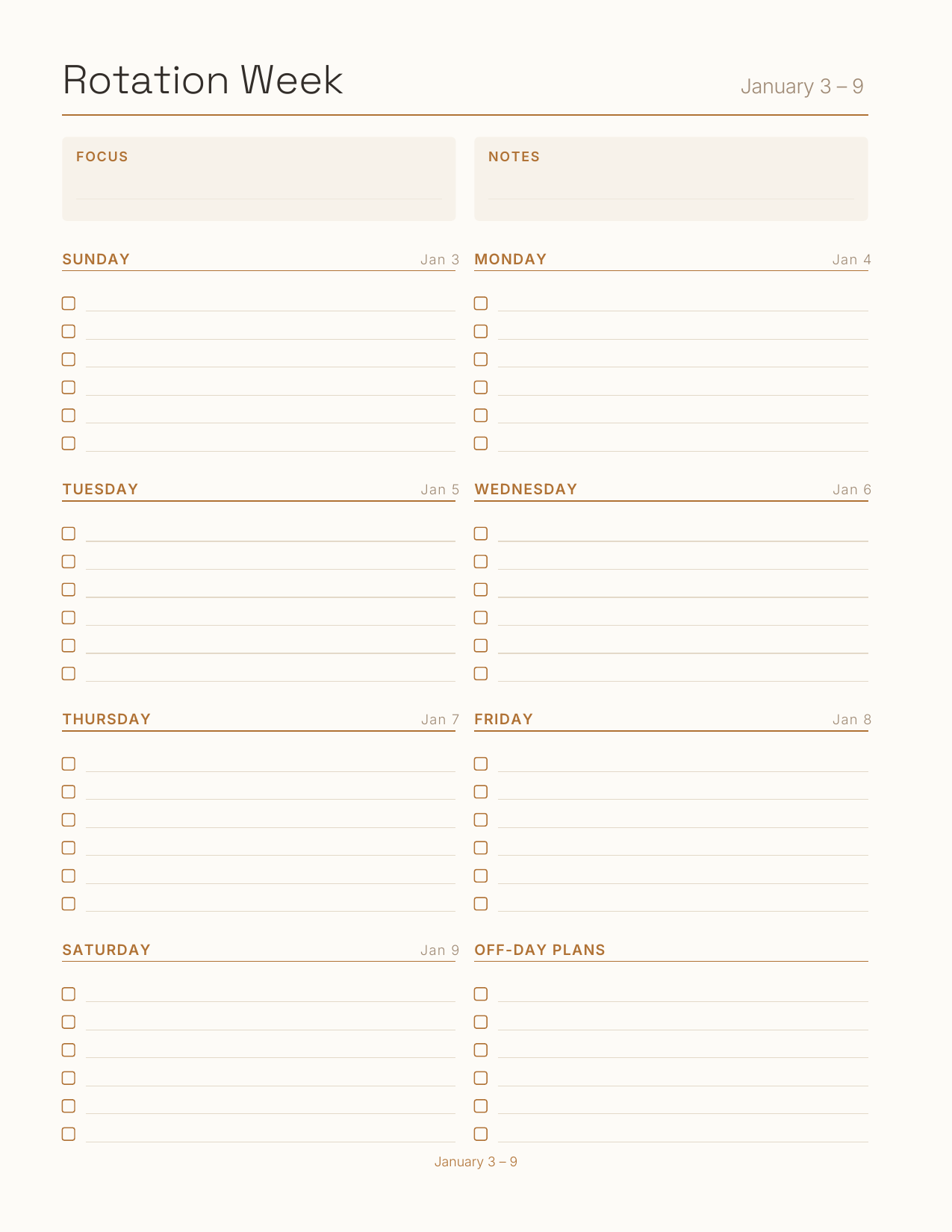 The Shift Worker's Planner 2027 — sample page 8