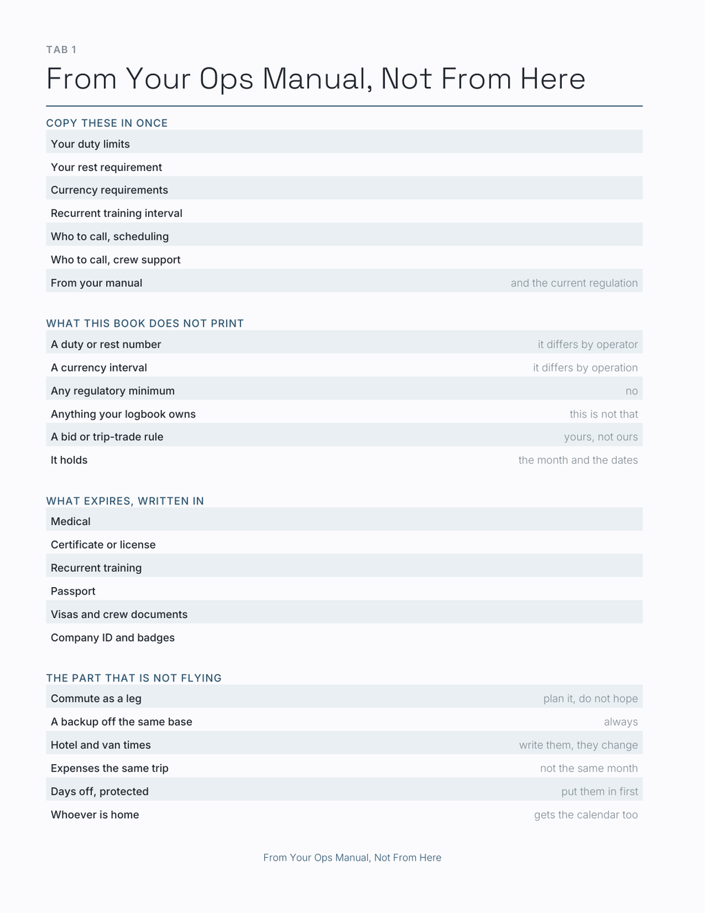 The Aviation Crew Planner 2027 — sample page 2
