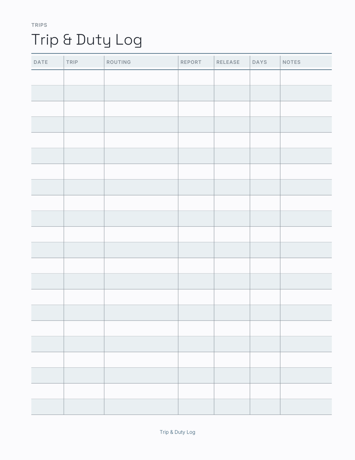 The Aviation Crew Planner 2027 — sample page 3