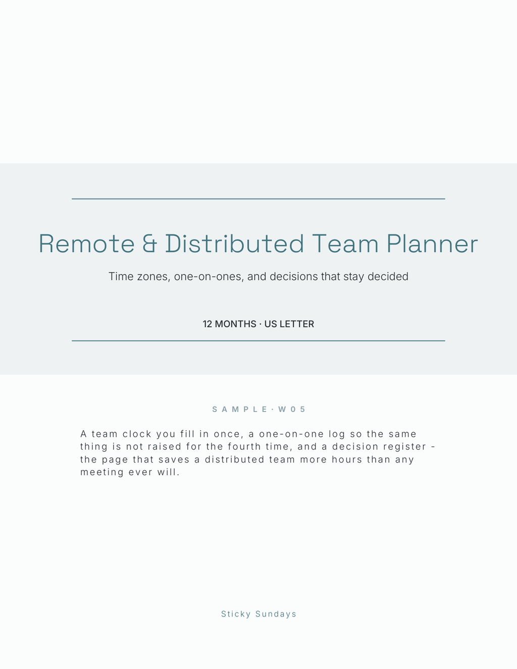 The Remote & Distributed Team Planner 2027 title page