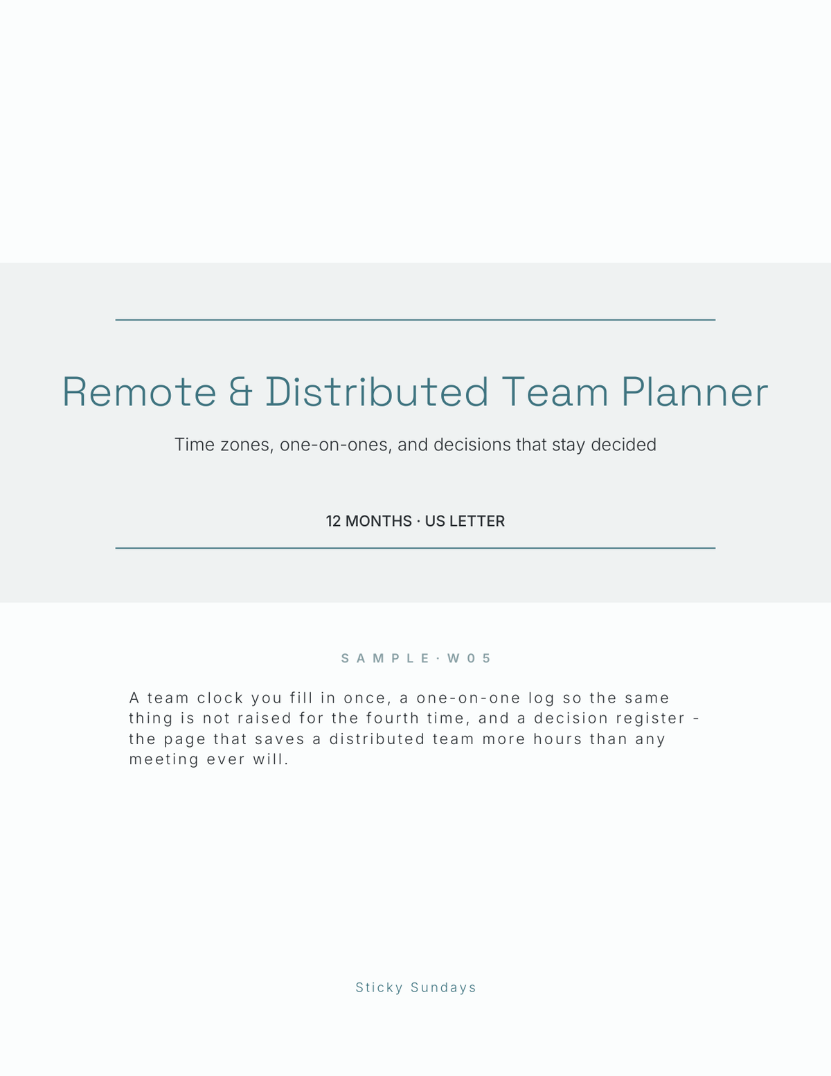 The Remote & Distributed Team Planner 2027 title page