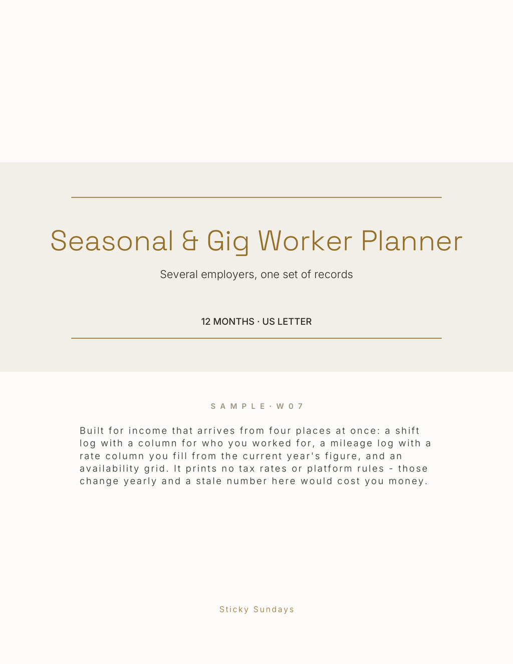 The Seasonal & Gig Worker Planner 2027 title page