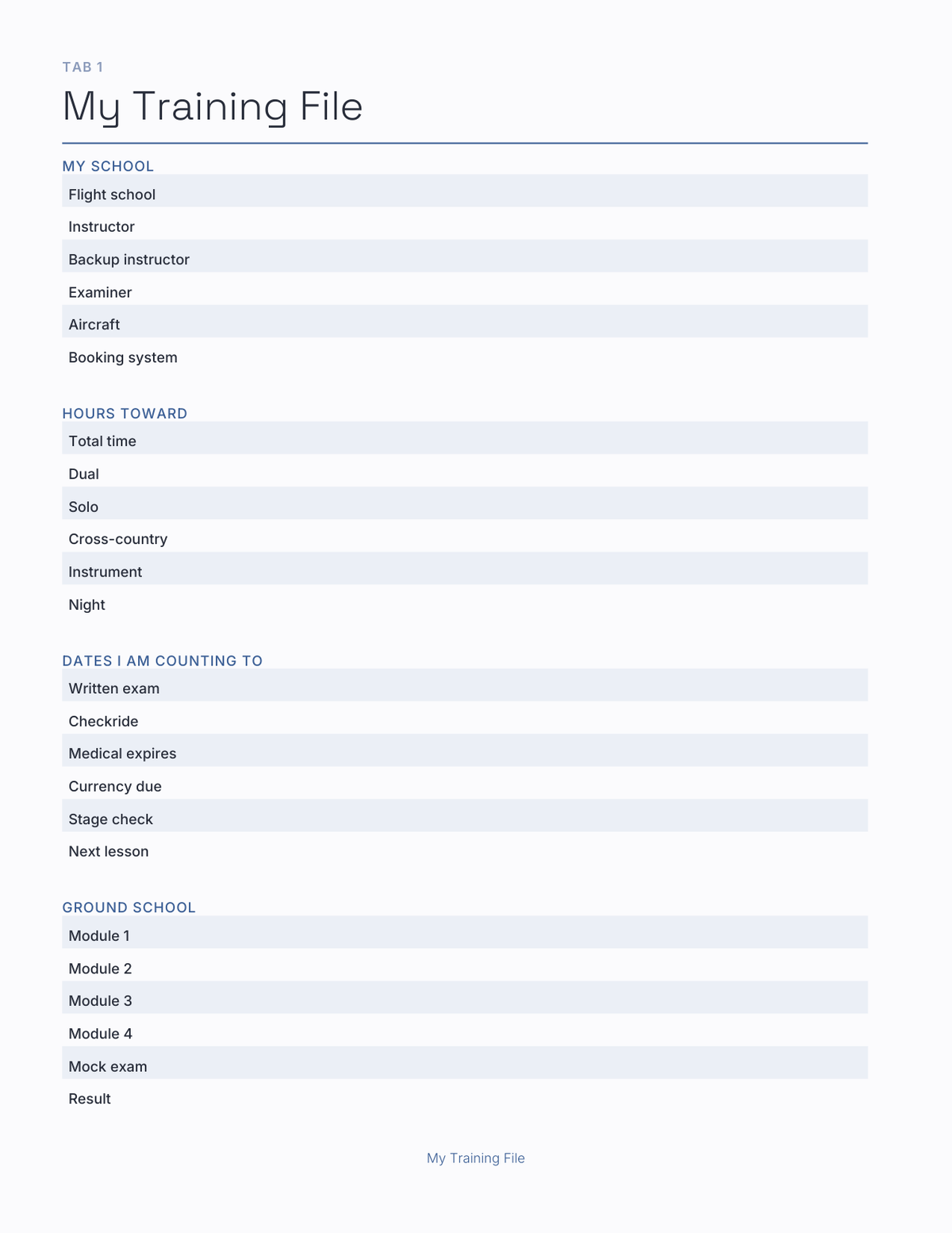The Student Pilot Planner 2027 — sample page 2