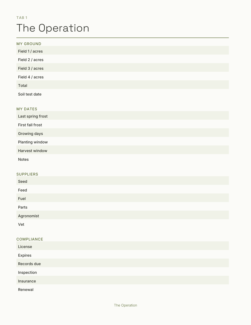 The Farm & Field Planner 2027 — sample page 2