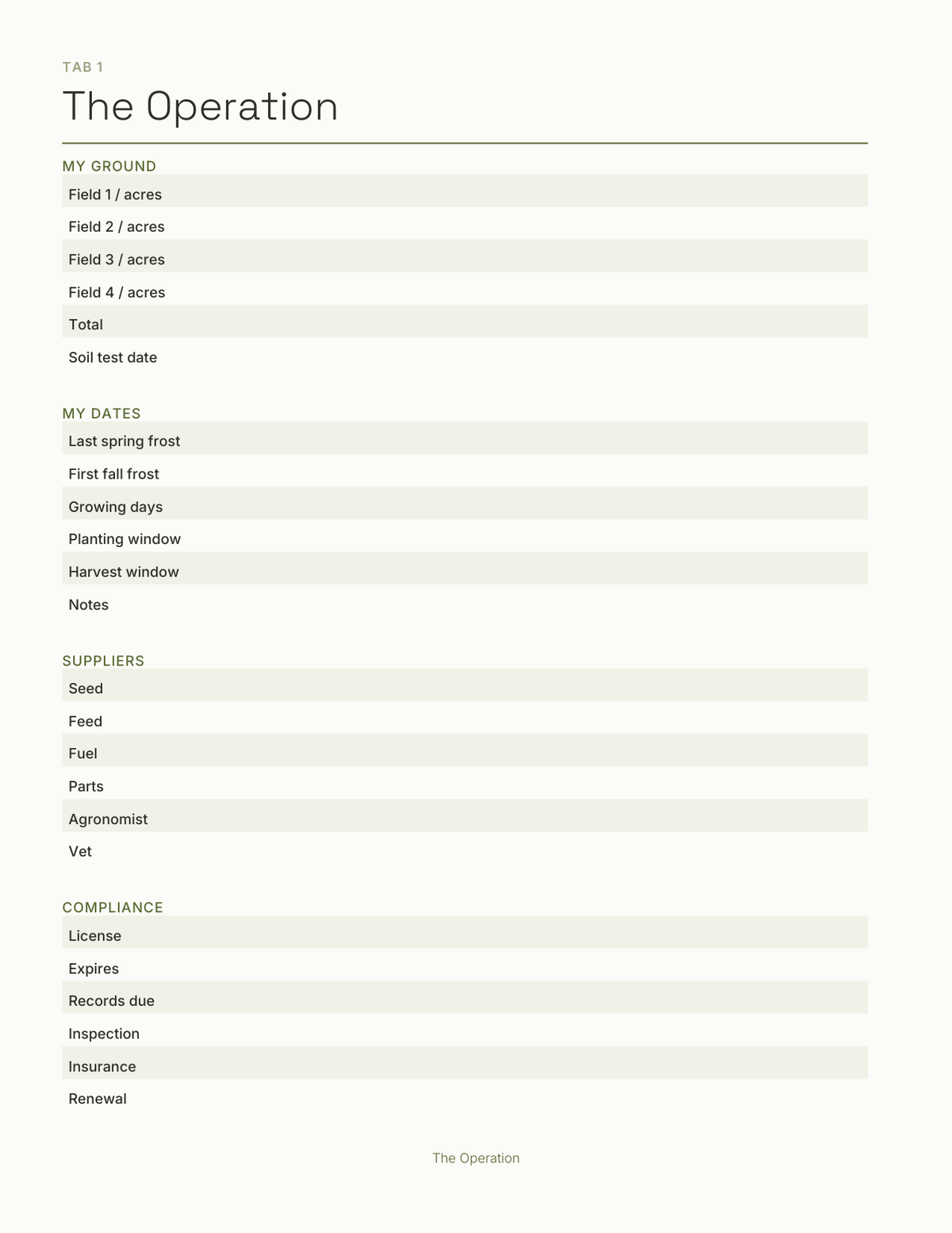 The Farm & Field Planner 2027 — sample page 2