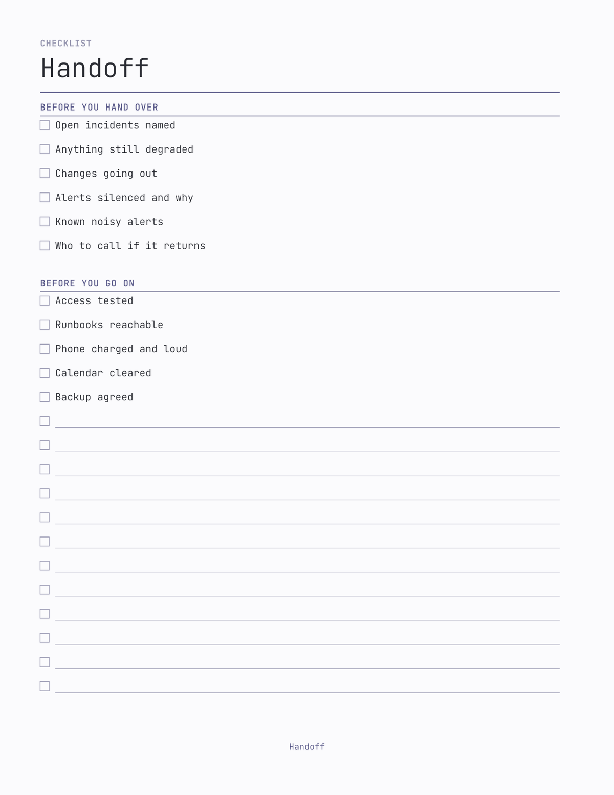 The On-Call Rotation Planner 2027 — sample page 4