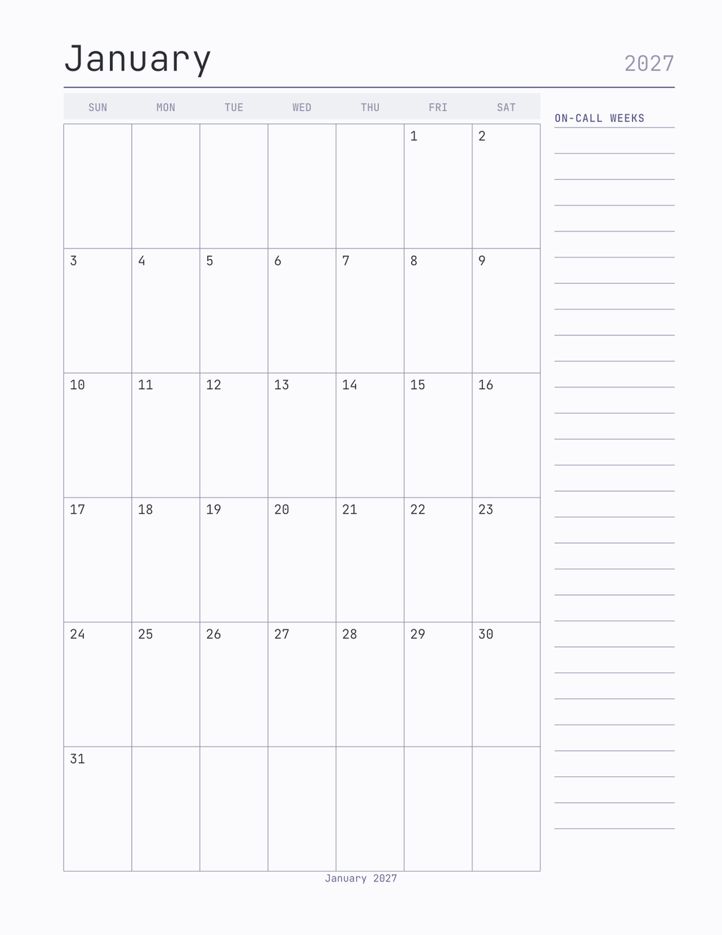 The On-Call Rotation Planner 2027 — sample page 5