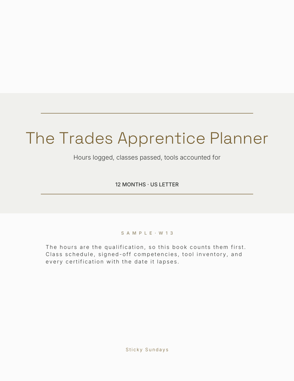 The Trades Apprentice Planner 2027 cover