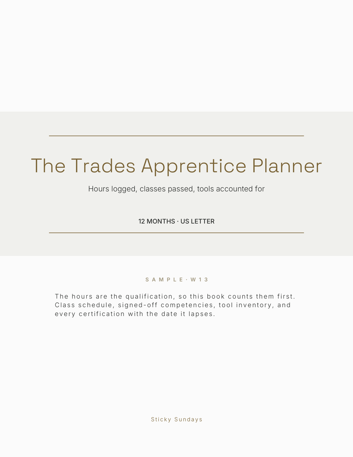 The Trades Apprentice Planner 2027 cover