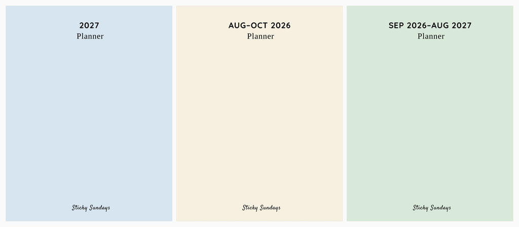 Your dates printed on the cover - 2027, AUG-OCT 2026, SEP 2026-AUG 2027