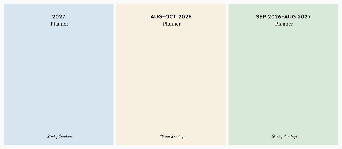 Your dates printed on the cover - 2027, AUG-OCT 2026, SEP 2026-AUG 2027