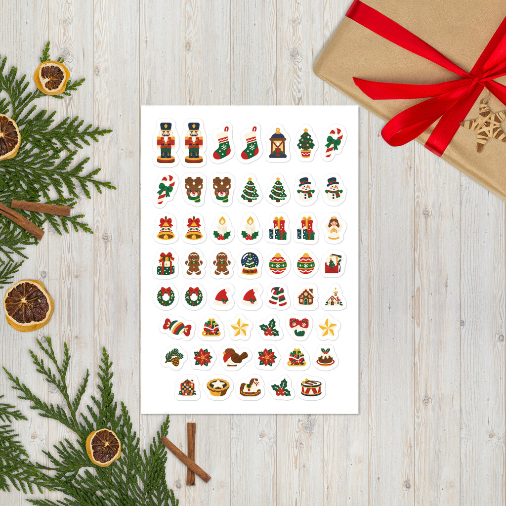 52 christmas classics planner stickers on one kiss-cut 5.83 x 8.27 in sheet, permanent vinyl