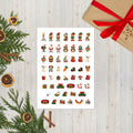 52 santa planner stickers on one kiss-cut 5.83 x 8.27 in sheet, permanent vinyl