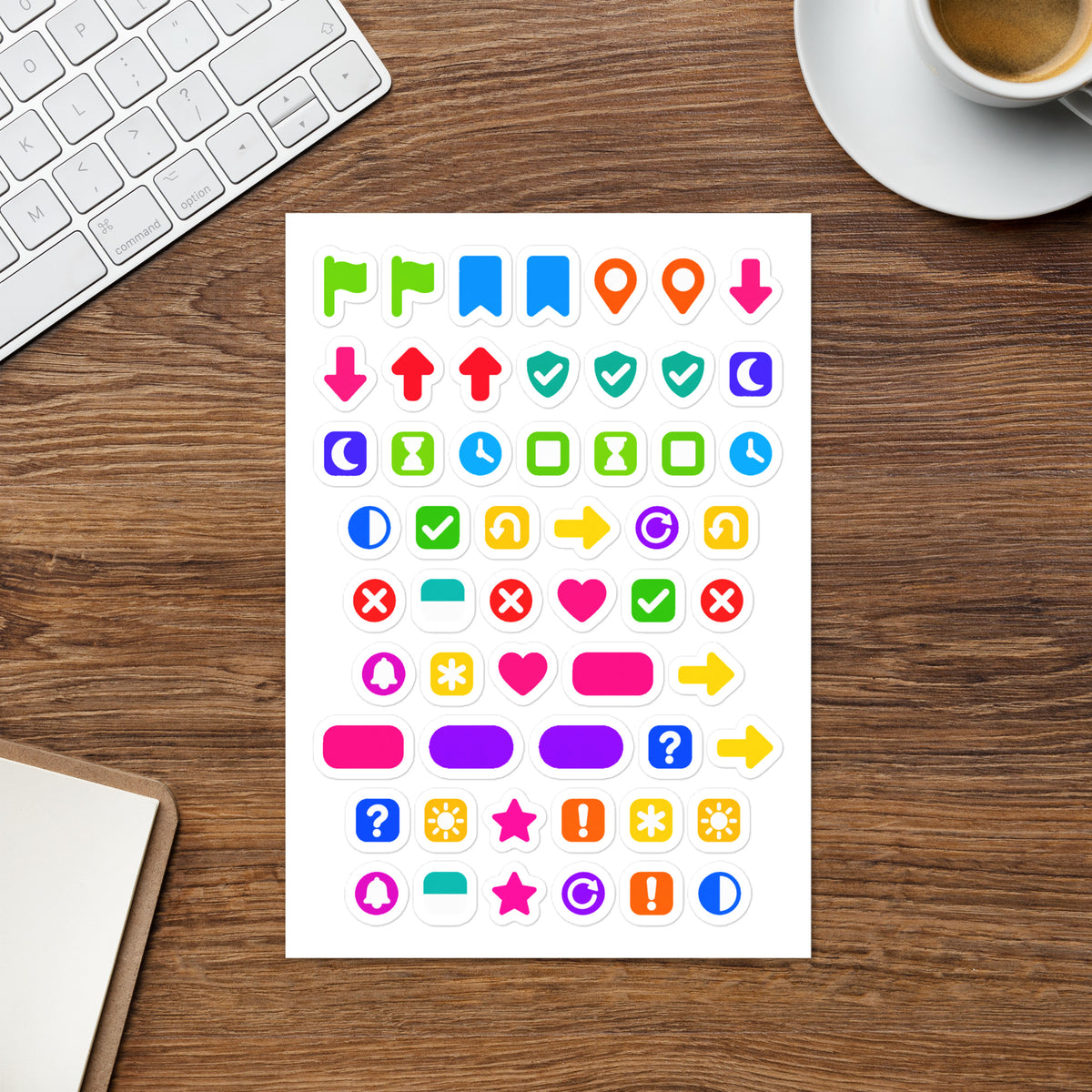 Modifiers kiss-cut sticker sheet — arrows, stars and flag icons to mark up any planner page