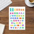Health kiss-cut sticker sheet — appointment, medication and symptom icons for planners
