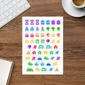 Travel & Vacation kiss-cut sticker sheet — 15 travel icon designs on one 5.83 x 8.27 in sheet