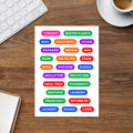 Home word label sticker sheet — cleaning, repairs and errand text labels, kiss-cut vinyl