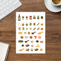 Thanksgiving Table kiss-cut sticker sheet — place setting, centerpiece and baking icons for hosts, permanent vinyl