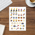 New Year Countdown kiss-cut sticker sheet — champagne, clock at midnight and party icons, permanent vinyl