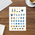 Hanukkah Symbols kiss-cut sticker sheet — menorah, dreidel, Star of David and candle planner stickers, permanent vinyl