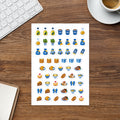 Hanukkah Food & Gifts kiss-cut sticker sheet — latke, sufganiyot, challah and gelt planner stickers, permanent vinyl