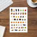 Halloween Classics kiss-cut sticker sheet — jack-o'-lantern, ghost, bat and witch planner stickers, permanent vinyl
