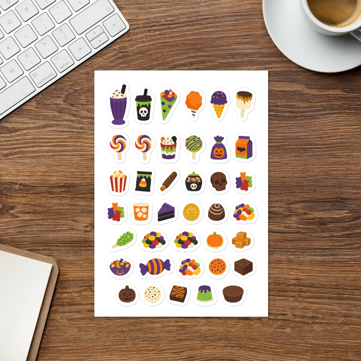 Halloween Treats kiss-cut sticker sheet — candy, cookies and sweets planner stickers, permanent vinyl