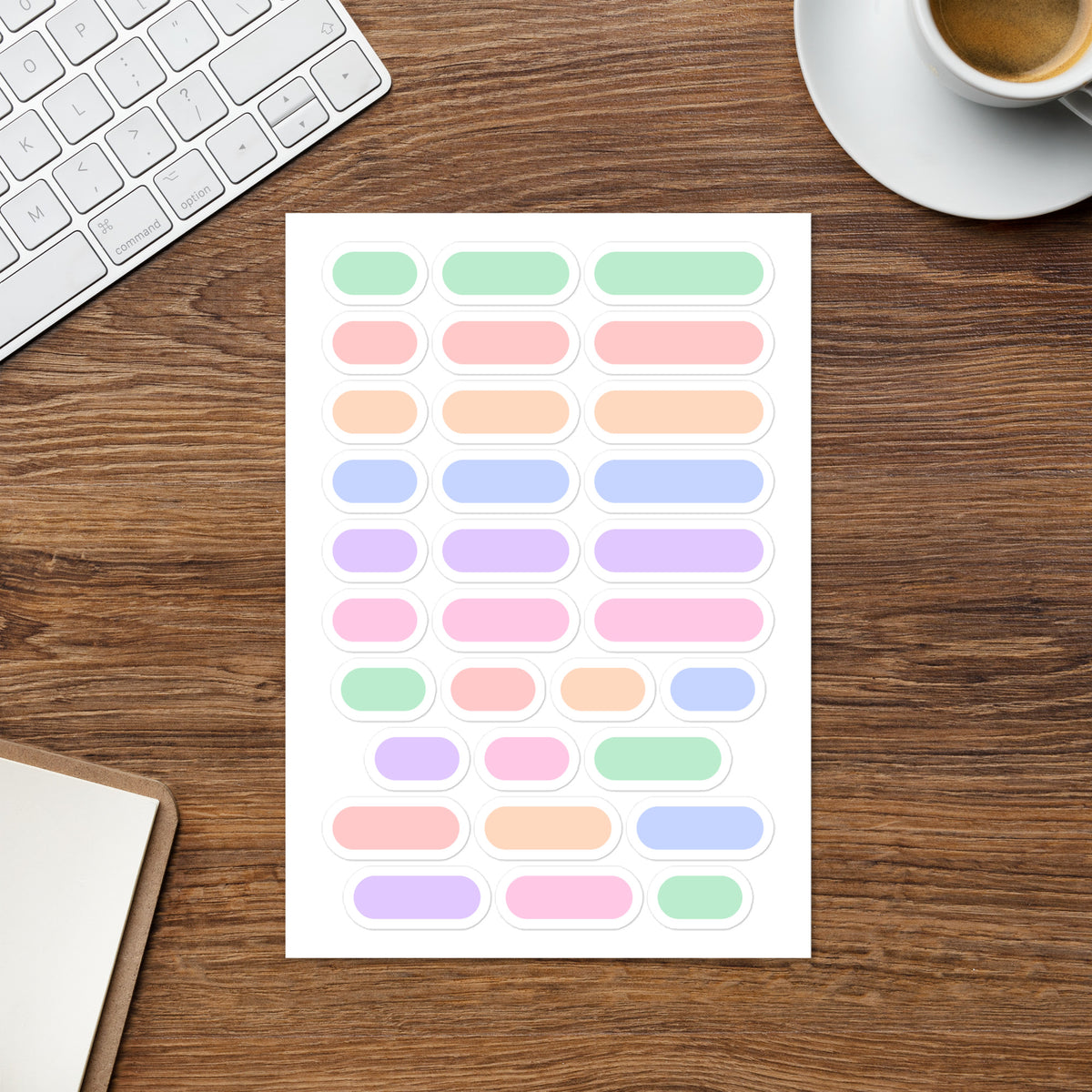 31 blank write-on planner labels on one kiss-cut 5.83 x 8.27 in sheet, permanent vinyl