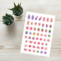53 mother's day flowers planner stickers on one kiss-cut 5.83 x 8.27 in sheet, permanent vinyl