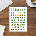 54 st patrick's day planner stickers on one kiss-cut 5.83 x 8.27 in sheet, permanent vinyl
