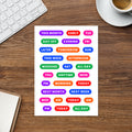 29 time word planner labels on one kiss-cut 5.83 x 8.27 in sheet, permanent vinyl