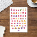 52 mother's day pamper planner stickers on one kiss-cut 5.83 x 8.27 in sheet, permanent vinyl