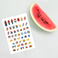 49 4th of july planner stickers on one kiss-cut 5.83 x 8.27 in sheet, permanent vinyl