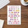 41 mother's day word planner stickers on one kiss-cut 5.83 x 8.27 in sheet, permanent vinyl