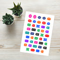 44 teacher planner stickers on one kiss-cut 5.83 x 8.27 in sheet, permanent vinyl