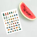 51 father's day cookout planner stickers on one kiss-cut 5.83 x 8.27 in sheet, permanent vinyl
