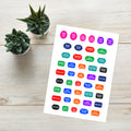 44 gifting planner stickers on one kiss-cut 5.83 x 8.27 in sheet, permanent vinyl