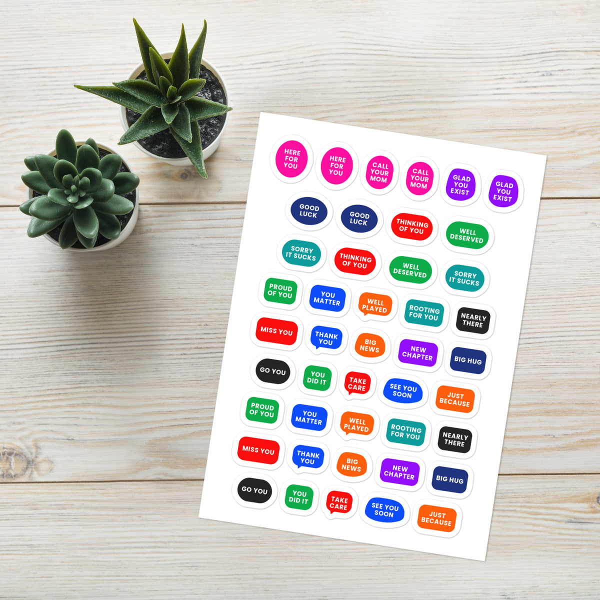 44 gifting planner stickers on one kiss-cut 5.83 x 8.27 in sheet, permanent vinyl