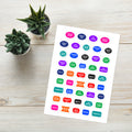 44 student planner stickers on one kiss-cut 5.83 x 8.27 in sheet, permanent vinyl