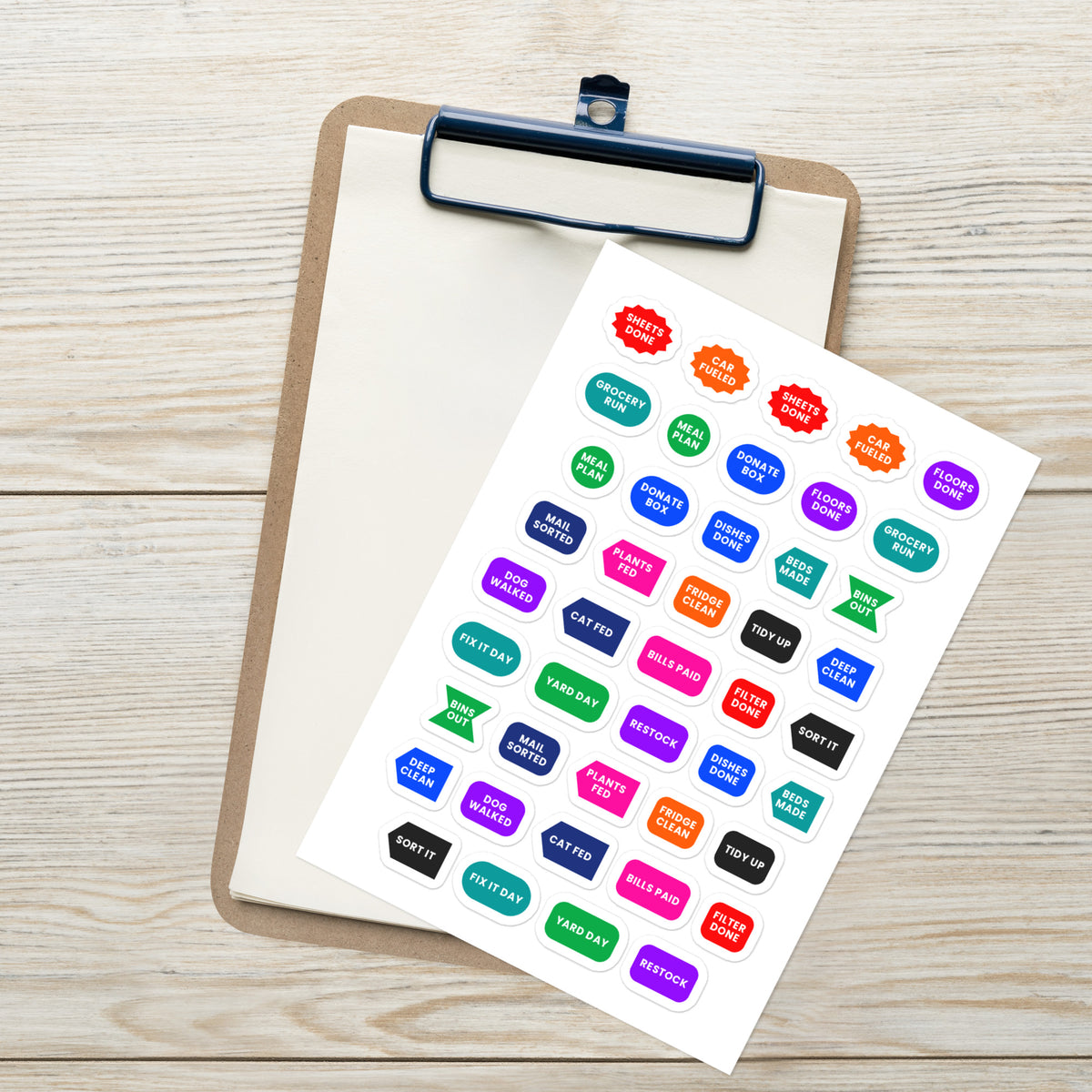 44 habit tracker planner stickers on one kiss-cut 5.83 x 8.27 in sheet, permanent vinyl