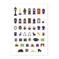 44 haunted house planner stickers on one kiss-cut 5.83 x 8.27 in sheet, permanent vinyl