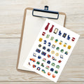 50 graduation plans planner stickers on one kiss-cut 5.83 x 8.27 in sheet, permanent vinyl