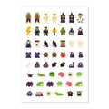 53 halloween monster planner stickers on one kiss-cut 5.83 x 8.27 in sheet, permanent vinyl