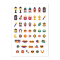 51 diwali lights planner stickers on one kiss-cut 5.83 x 8.27 in sheet, permanent vinyl