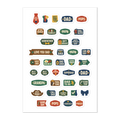 39 father's day word planner stickers on one kiss-cut 5.83 x 8.27 in sheet, permanent vinyl