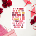 36 valentine's word planner stickers on one kiss-cut 5.83 x 8.27 in sheet, permanent vinyl